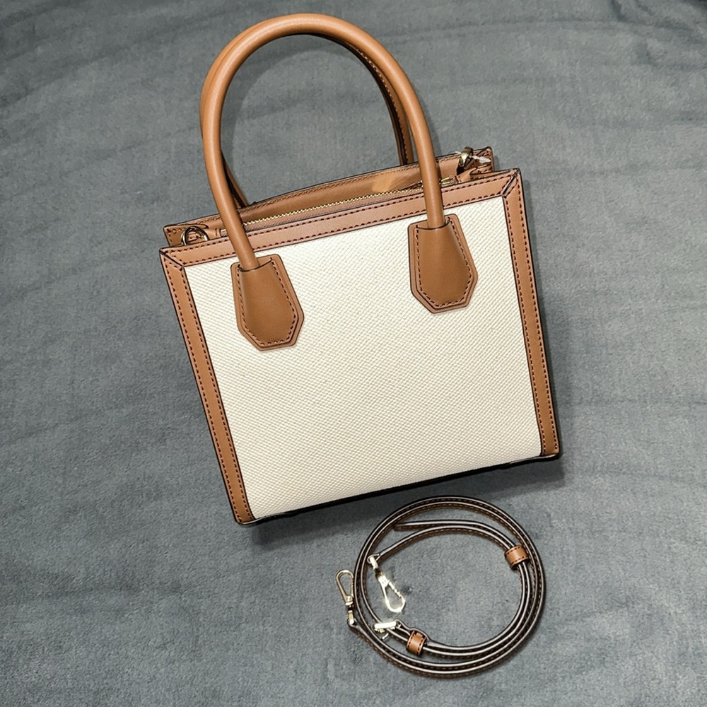 Michael Kors Mercer Medium Logo Embossed Cotton Canvas Crossbody Bag - Picture 5 of 8